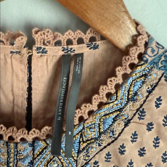 By Anthropologie Embroidered Tunic Mini Dress Medium - Picture 8 of 11